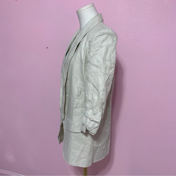 ZARA Cream Linen Open Blazer With 3/4 Sleeves XS - Picture 2 of 13